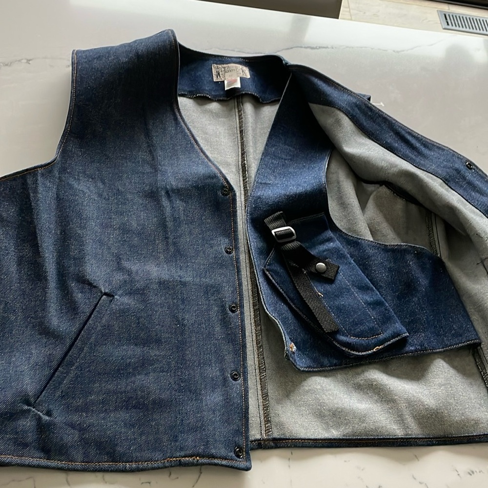 Classic Old West DENIM JEAN VEST Concealed Carry Gun Holster Made In USA Sz Xxl